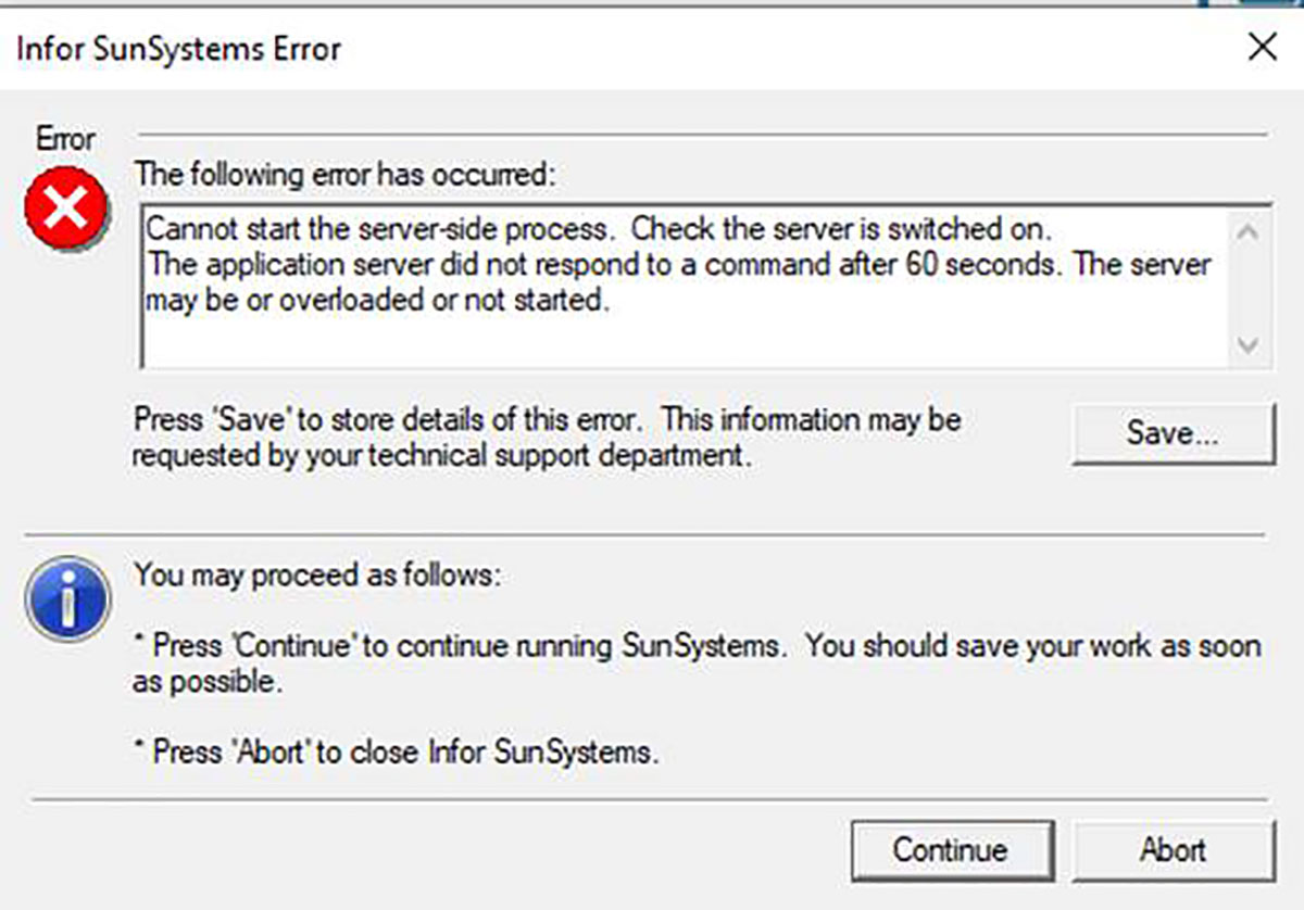 SunSystems VPN Sun 6 Error2